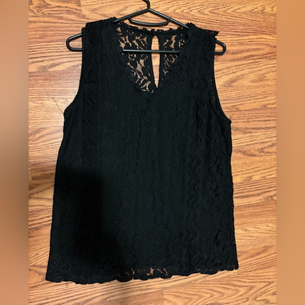 Lily White Y2K Style Black Floral Lace Tank Top